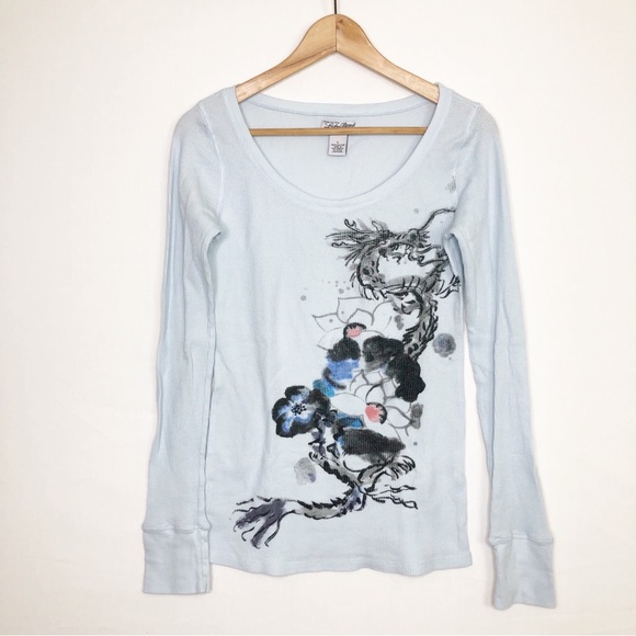 Lucky Brand Tops - Lucky Brand Light Blue thermal, graphic, long sleeve T-shirt